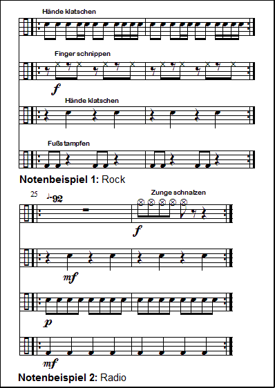 Body percussion Notenbeispiel